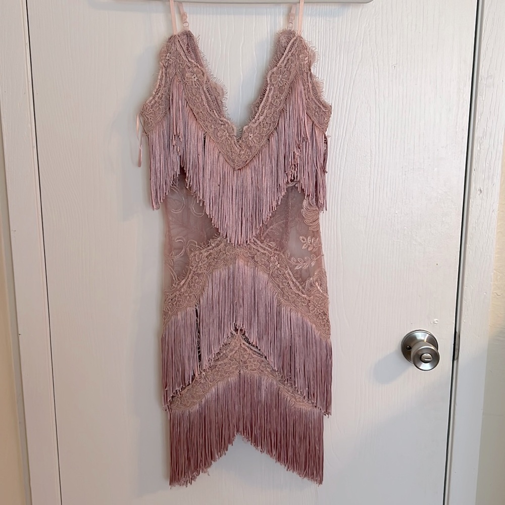 Pink fringe dress